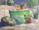 Painting--Oil-BotanicalThe Green Bench and flower pots