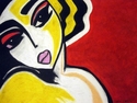 Linda Cheng - WOMAN PAINTING -CABARET WOMAN DANCER 24x18 - Oil Painting - Portrait