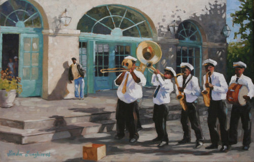 Painting-Cityscape-Street Band In The Morning