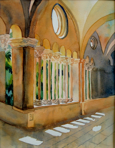 Painting-Watercolor-Franciscan Cloister, Dubrovnik