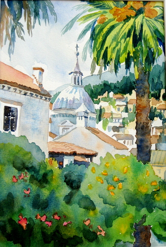 Painting-Watercolor-Dubrovnik Dome