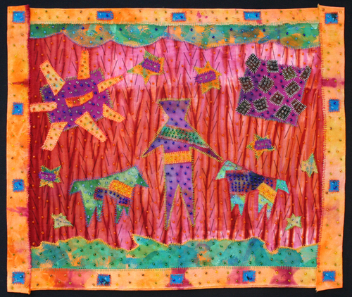 Fiber Art-Me and the Girls, The Sun and The Moon