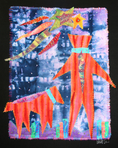 Fiber Art-Boy and His Dog