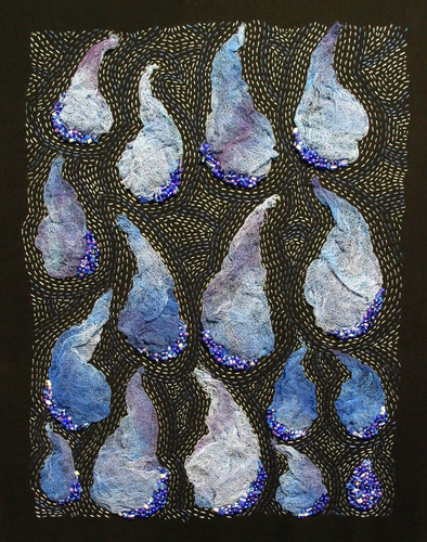 Fiber Art-Blue Drops