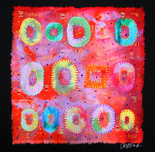 Fiber Art-Circles and a Square
