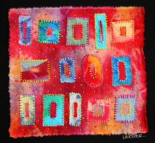 Fiber Art-Squares and a Circle