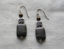 Earth tone marble and silver earrings