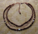 fresh water pearl and copper multi strand  necklace
