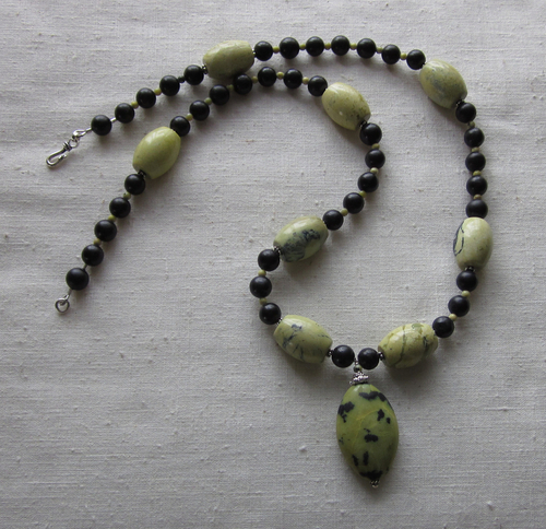 yellow turquoise and blackstone necklace