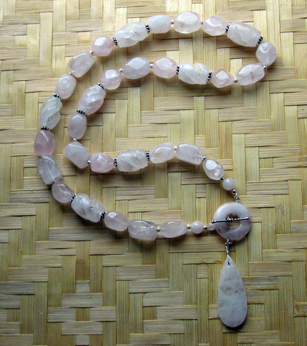 rose quartz statement necklace