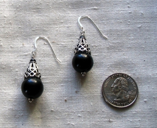 jet and sterling earrings