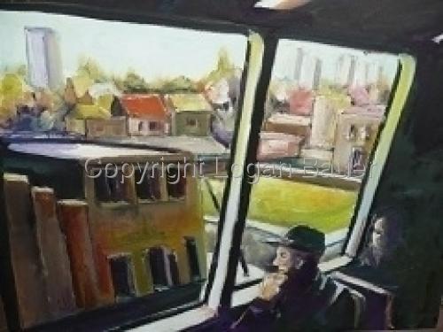 Painting-Cityscape-On the Bart In Oakland