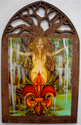 Wood--Painted-DecorativeQueen Fleur De Lis Oak Tree plaque