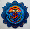 Wood--Painted-Decorative6th Chakra Lotus plaque