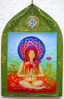 Wood--Painted-FigurativeLady Zinnia in the 7th Chakra sml 