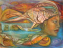 Painting--Acrylic-FantasyRiver Goddess