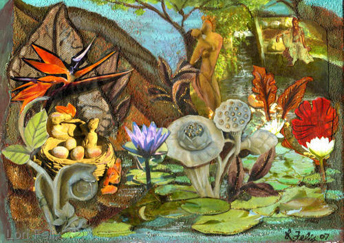 Mixed Media-Representational-Embracing One Another