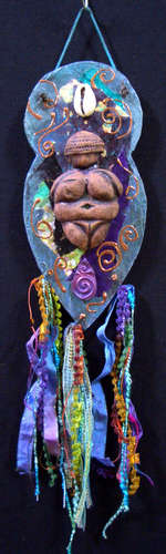Mixed Media-Willendorf Goddess (blue tones)