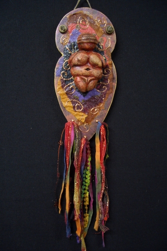 Sculpture-Assemblage-Willendorf Goddess red tones