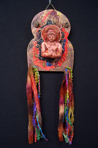 Sculpture-Assemblage-Praying Buddha (red tones)