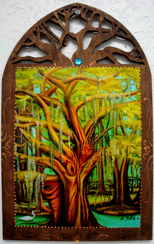 Wood-Decorative-Bayou Delight Oak tree plaque