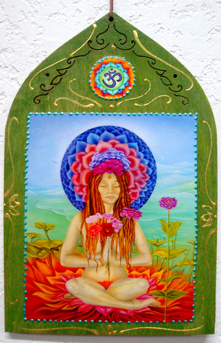 Wood-Figurative-Lady Zinnia in the 7th Chakra sml 
