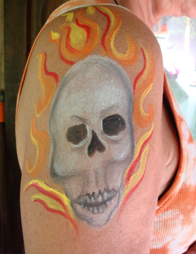 Painting-Scull with flames