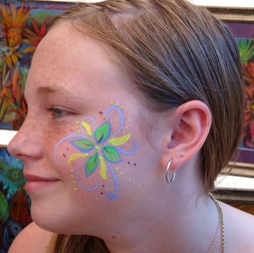 Painting-Flower, cheek green& yellow