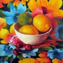 Marina Petro - Cherry Surprise Still Life Floral &amp; Fruit Original Oil Painting by Marina Petro