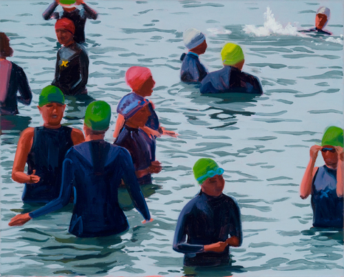 Painting-Seascape-Race For The Cure - Waiting To Swim