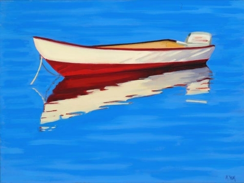 Painting-Seascape-Red, White, and Blue