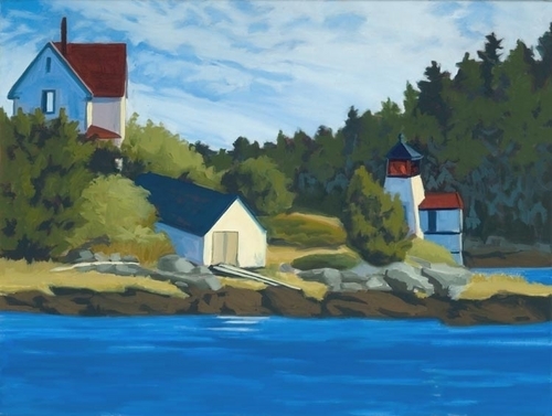 Painting-Squirrel Point Lighthouse, Kennebec River