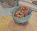 Persimmons in Blue Bowl