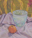 Still-life with Tangerine and Blue Glass Bowl