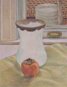 Still-life with Persimmon and White Glass Vase