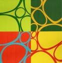 Mary Calkins, original painting, acrylic, abstract,  modern, contemporary, square, vivid color, yellow, green, red, blue - Abstract Painting
