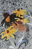 Mixed Media--On Paper-Non-representationalFrogs & Flowers (Sold)