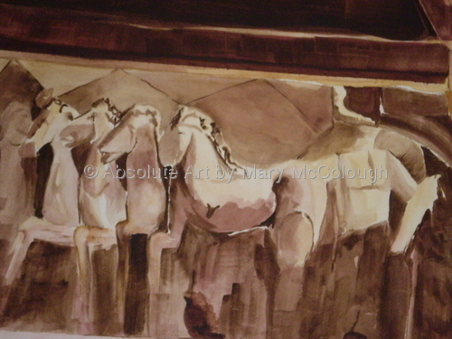 Painting-Watercolor-Horse Guard, Rome