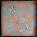 Fiber Art--Embroidery-DecorativeUntitled #8 (Cantaloupe/Blue)