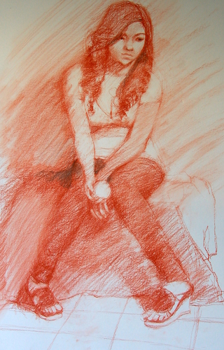 Drawing-Figurative-Knees Together, Heels Apart