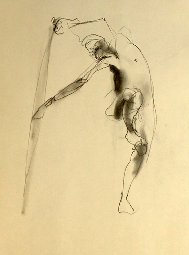 Drawing-Figurative-Man and Pole