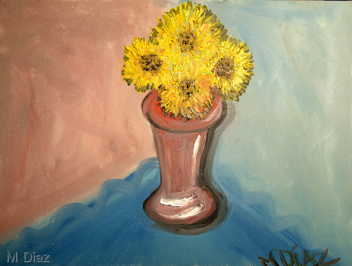 Painting-Floral-sun flowers in the corner