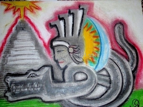 Painting-Abstract-aztec god
