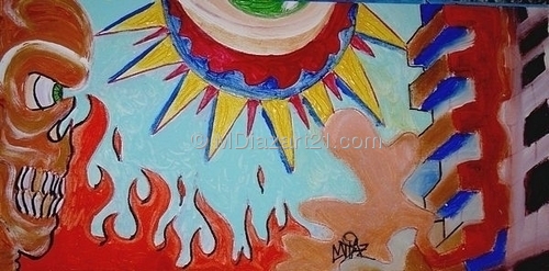 Painting-Abstract-fire skull