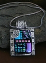 Jewelry--Glass-NecklacesFine Silver with Blue and Purple Fused Glass