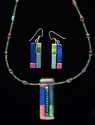 Jewelry--Glass-NecklacesMulti color glass pendant and earrings