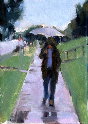 Painting-Cityscape-Walking in the Rain
