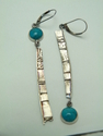 Karyn Warner Hammock - Earrings Jewelry METAL AESTHETICS,TEXTURED TEXTURED SILVER EARRINGS WITH TURQUOISE CAB - Earrings Jewelry