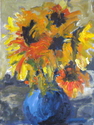 sunflowers blue vase