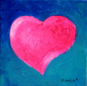 Pink Heart on Aqua 9-04